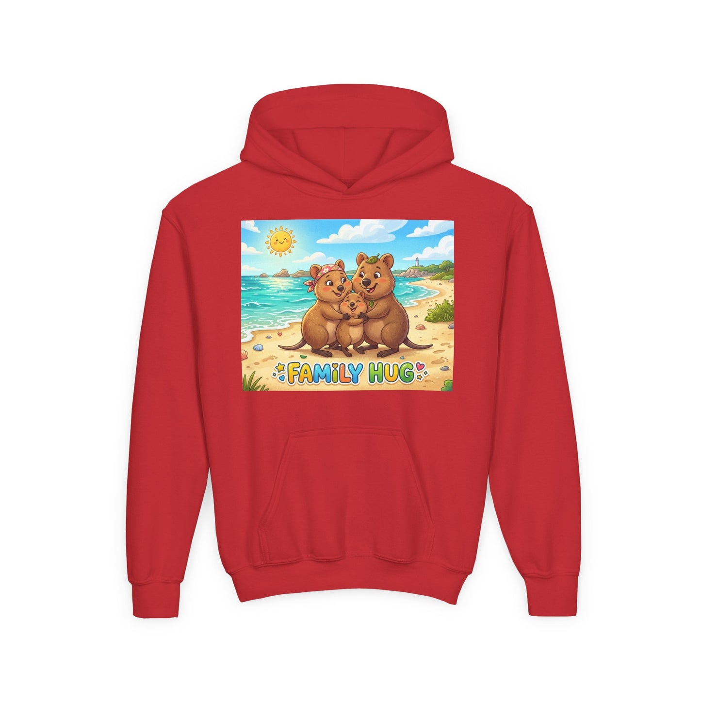 Family Hug Quokka Youth Heavy Blend Hooded Sweatshirt