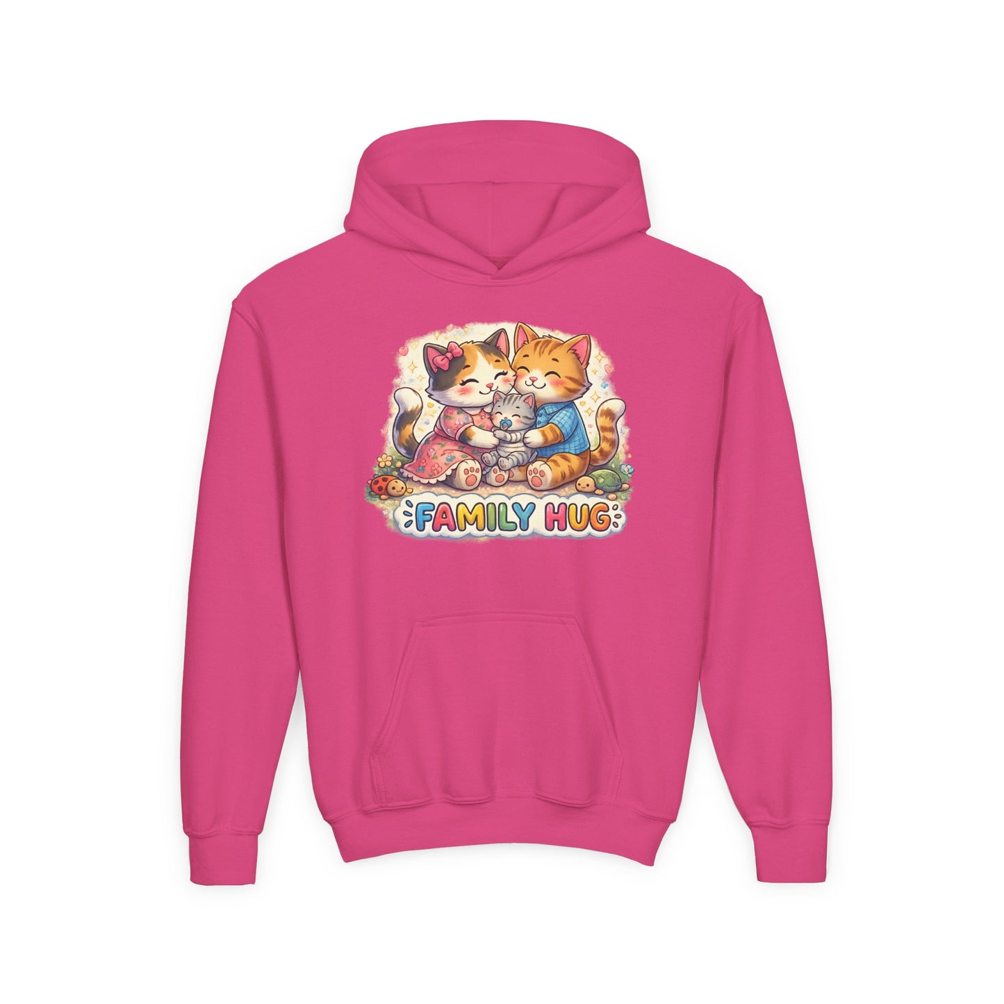 Family Hug Kitten Youth Heavy Blend Hooded Sweatshirt