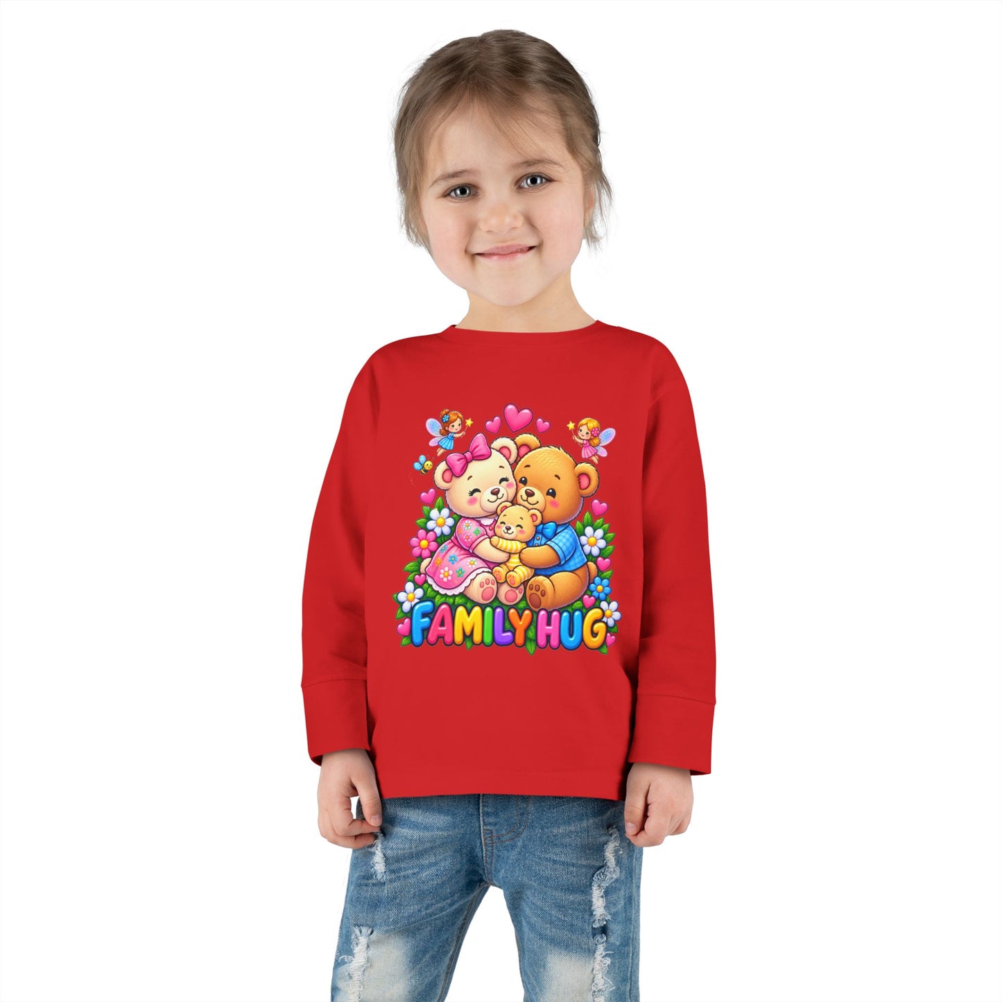 Family Hug Teddy Toddler Long Sleeve Tee