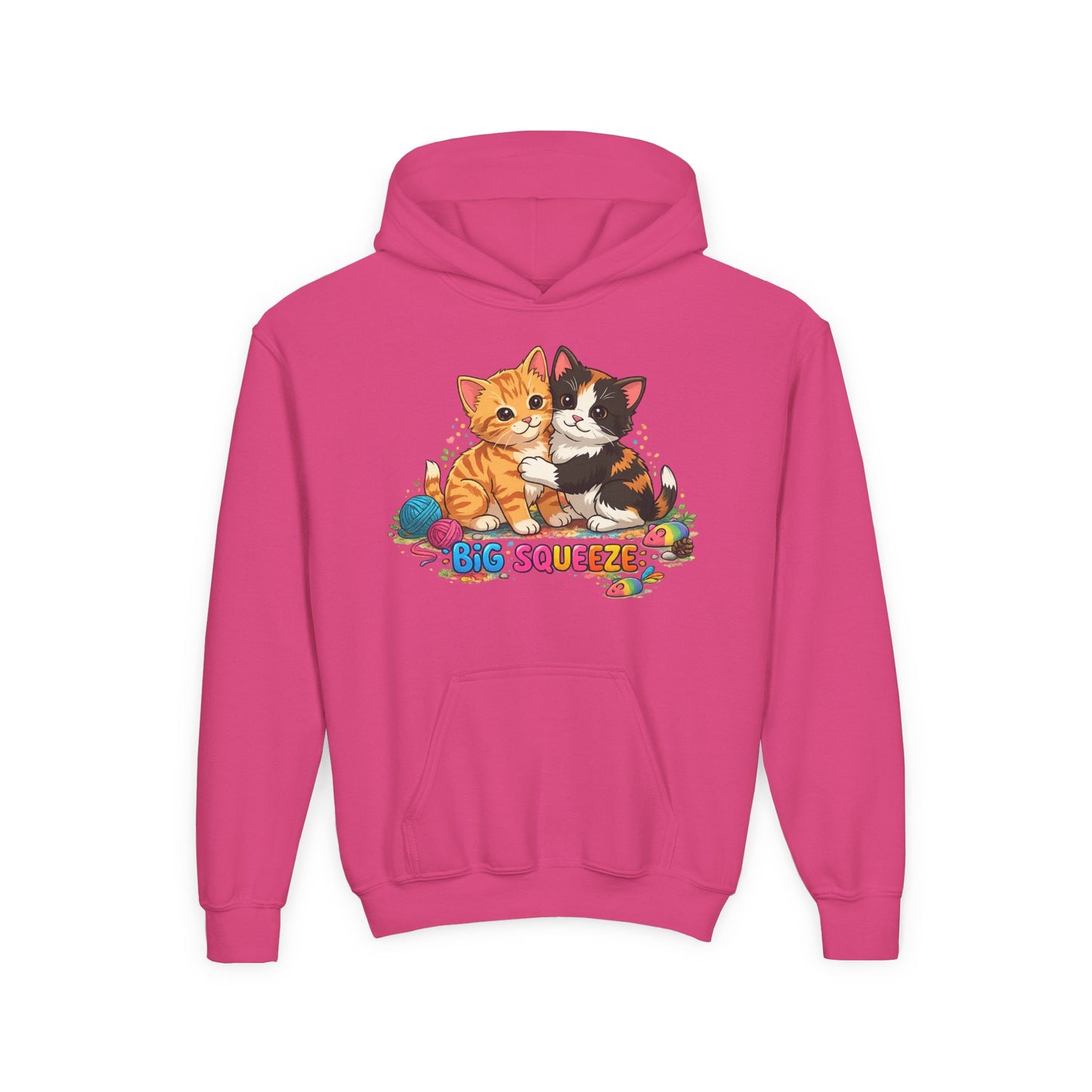 Big Squeeze Kitten Youth Heavy Blend Hooded Sweatshirt