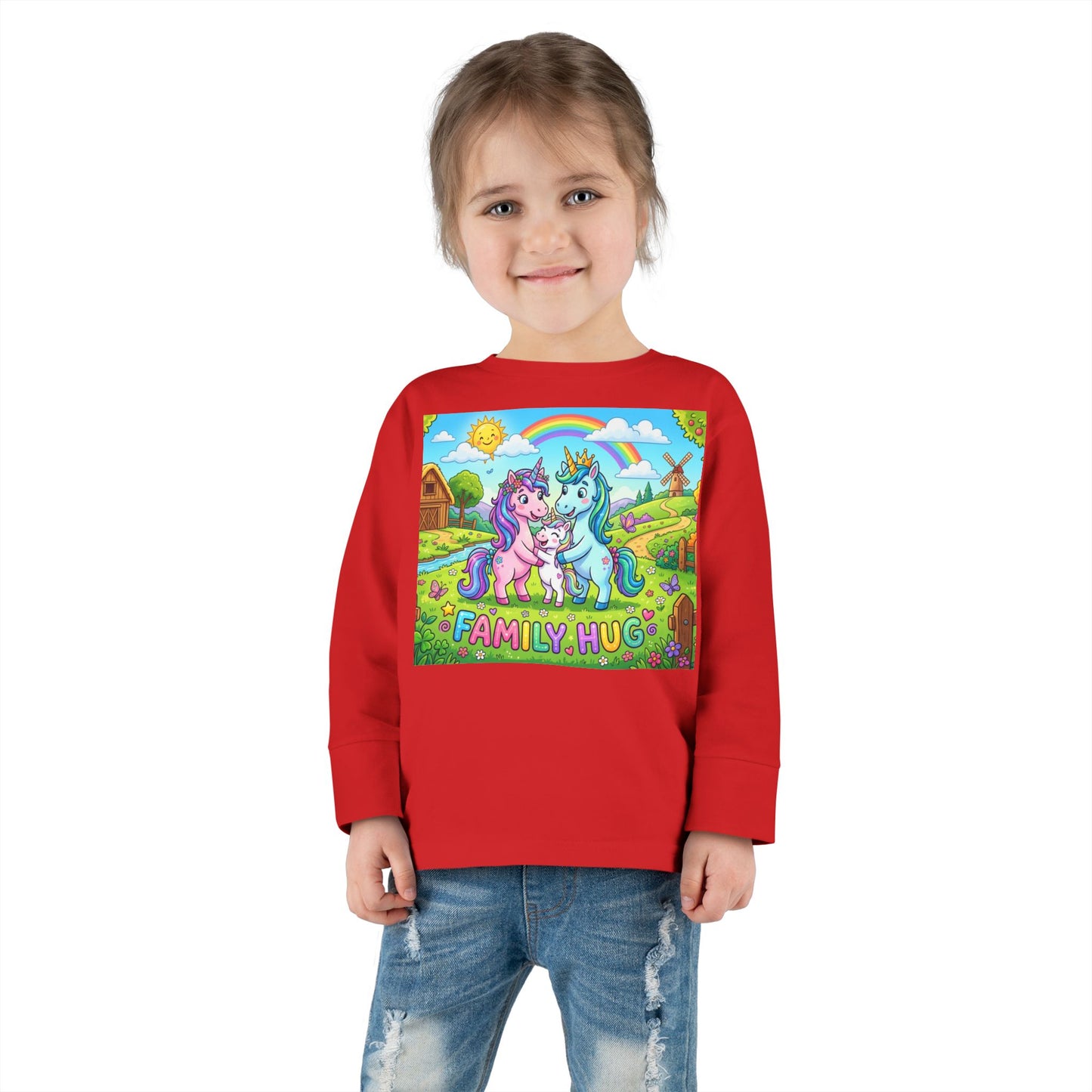 Family Hug Unicorn Toddler Long Sleeve Tee