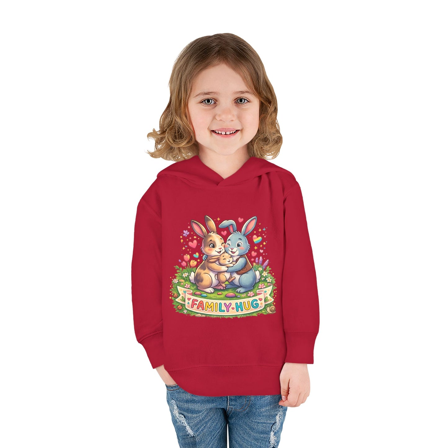 Family Hug Bunny Toddler Pullover Fleece Hoodie
