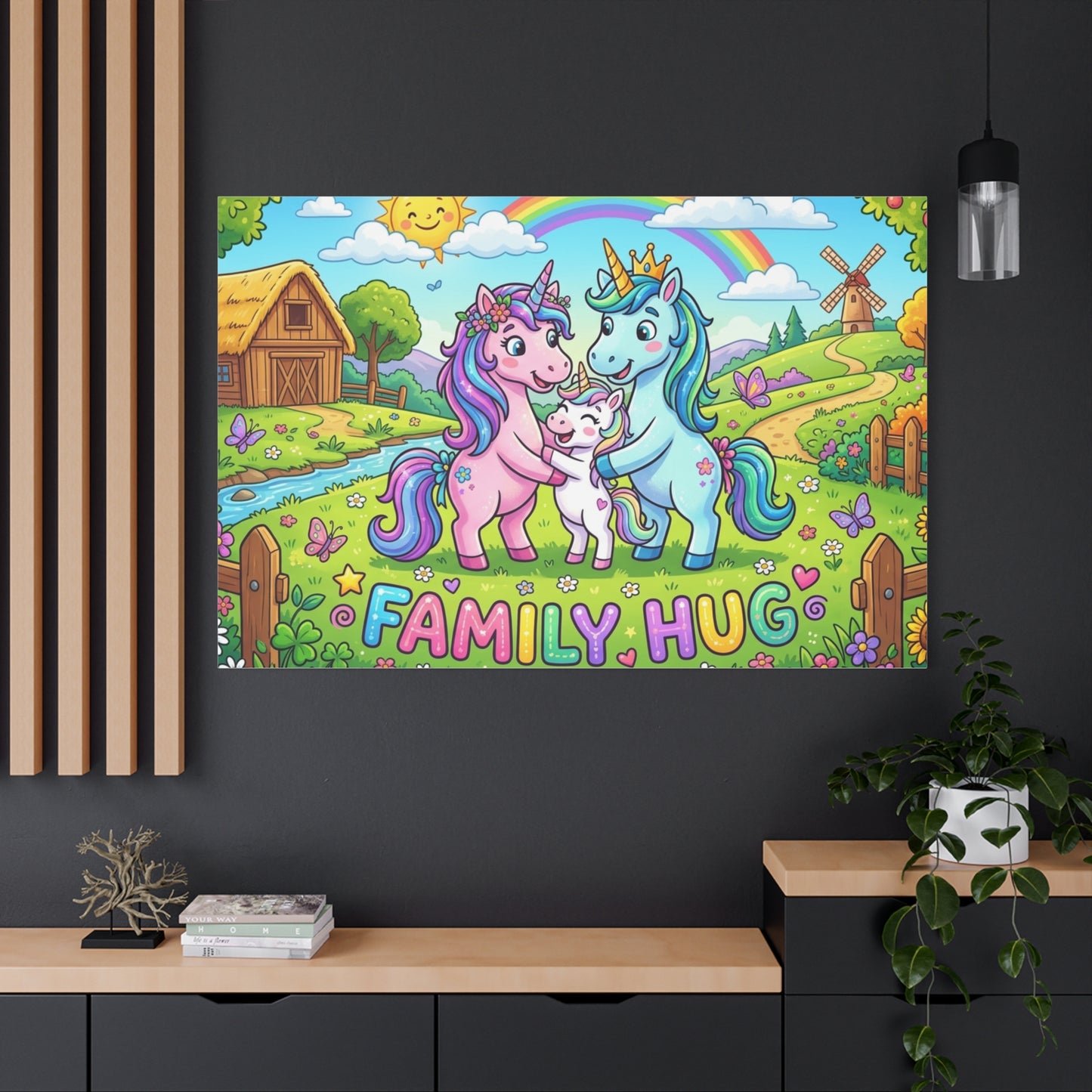 Family Hug Unicorn Classic Canvas