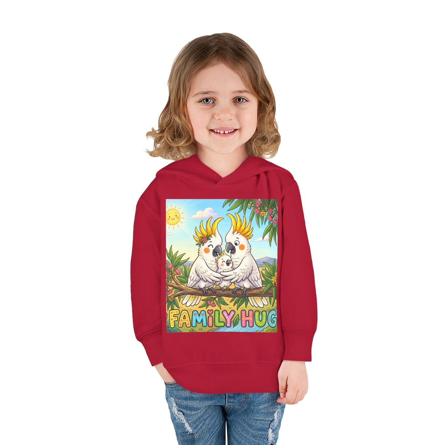 Family Hug Cockatoo Toddler Pullover Fleece Hoodie