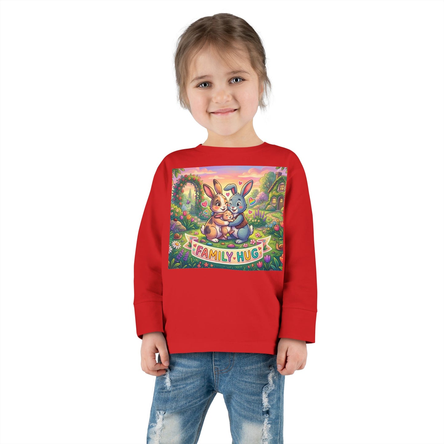 Family Hug Bunny Toddler Long Sleeve Tee