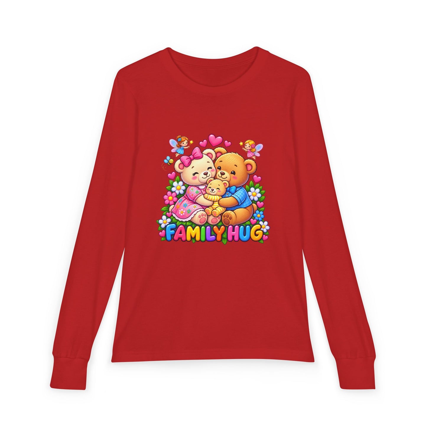 Family Hug Teddy Youth Jersey Long Sleeve Tee