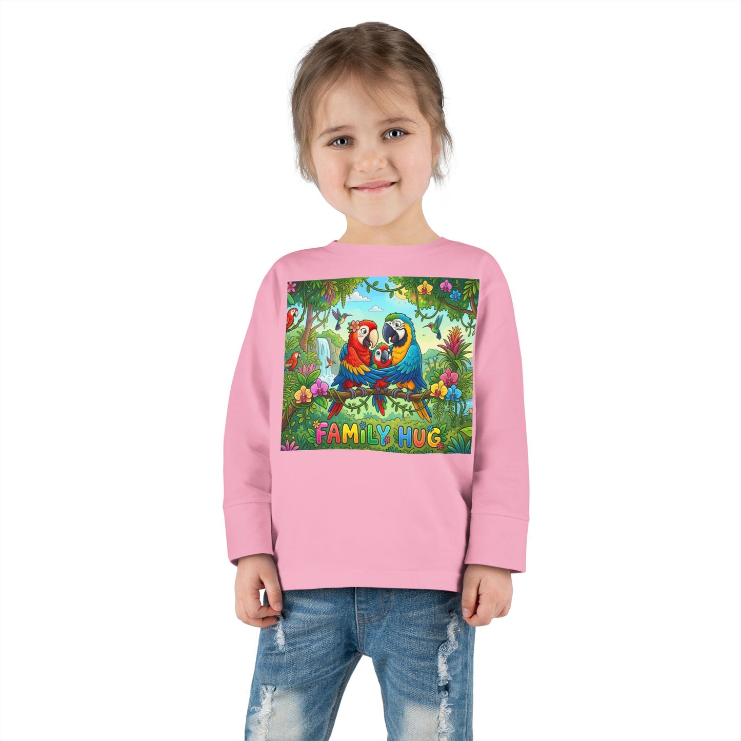 Family Hug Macaw Toddler Long Sleeve Tee