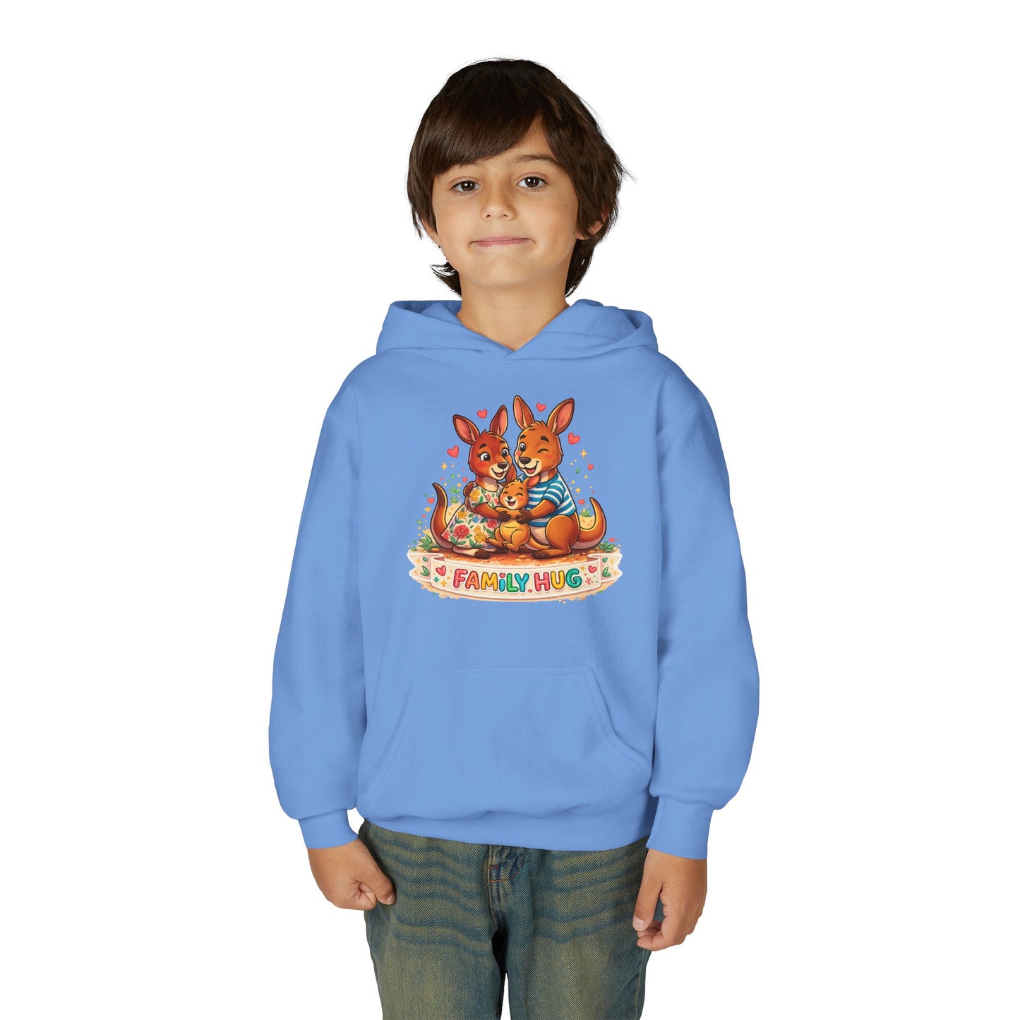 Family Hug Kangaroo Youth Heavy Blend Hooded Sweatshirt