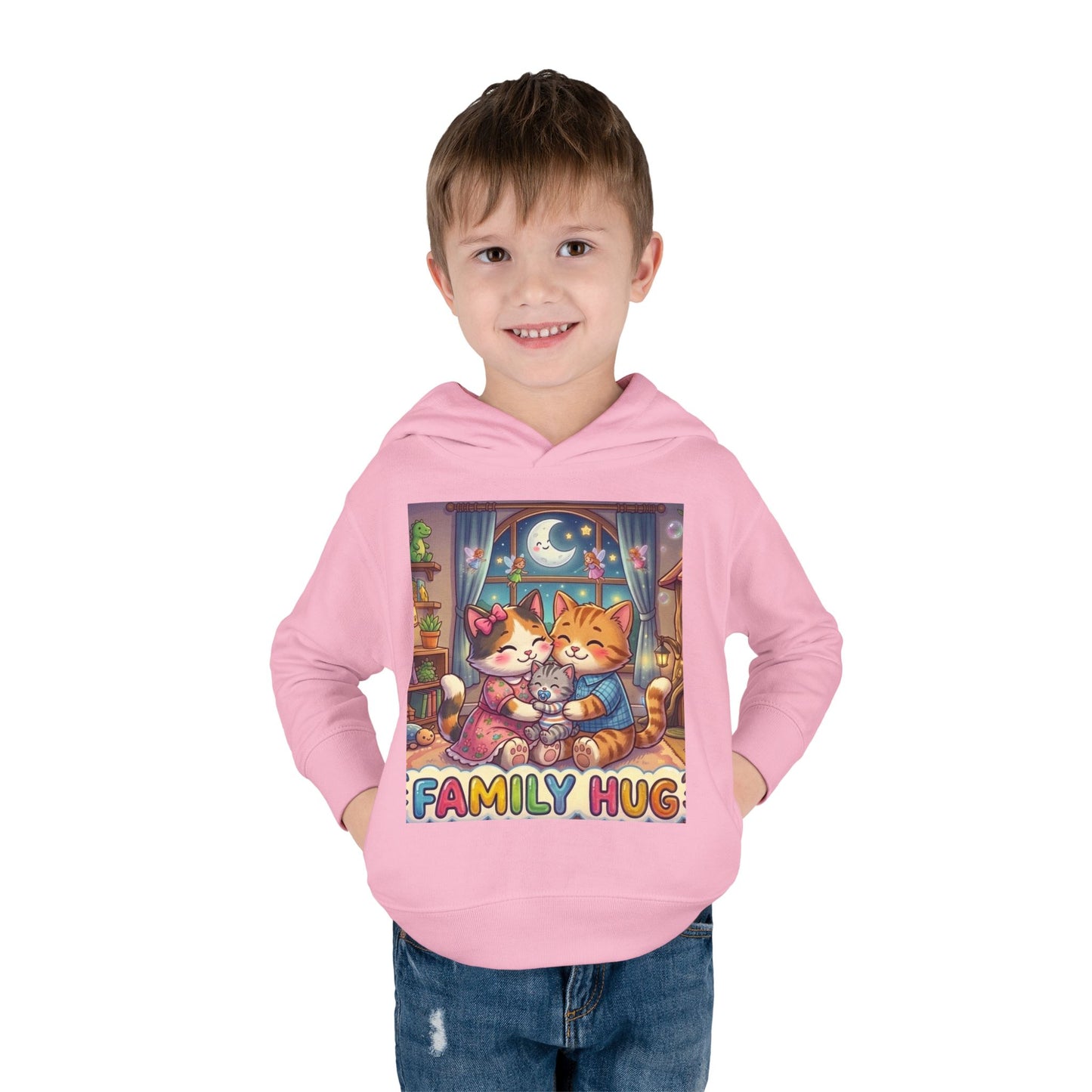 Family Hug Kitten Toddler Pullover Fleece Hoodie