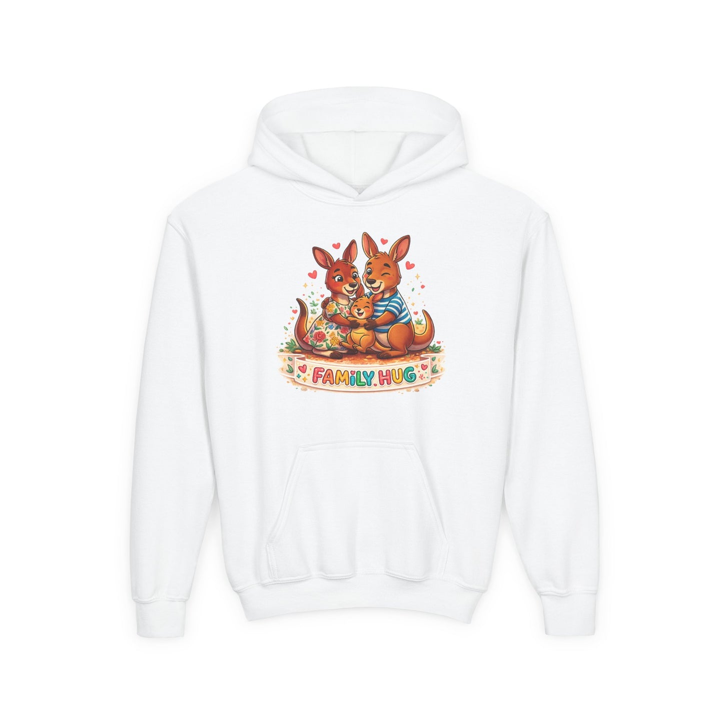Family Hug Kangaroo Youth Heavy Blend Hooded Sweatshirt