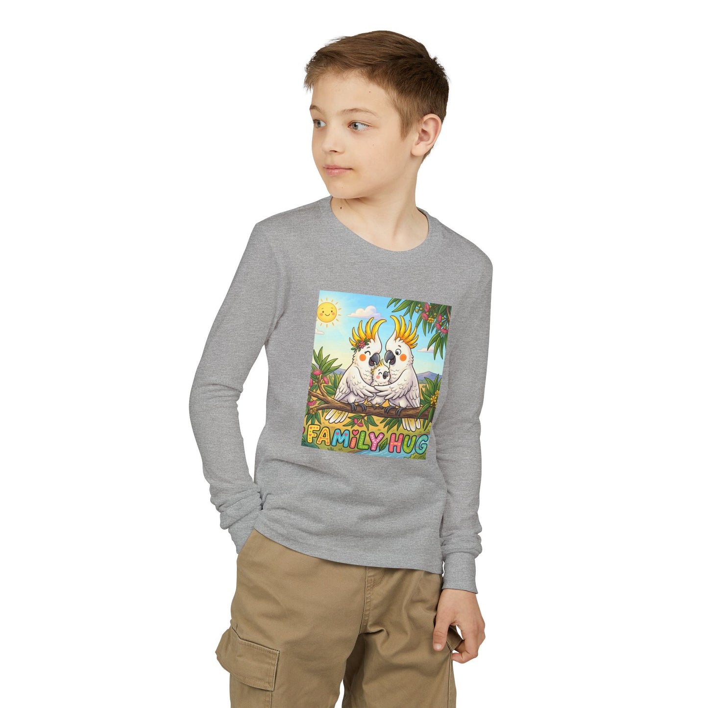 Family Hug Cockatoo Youth Jersey Long Sleeve Tee