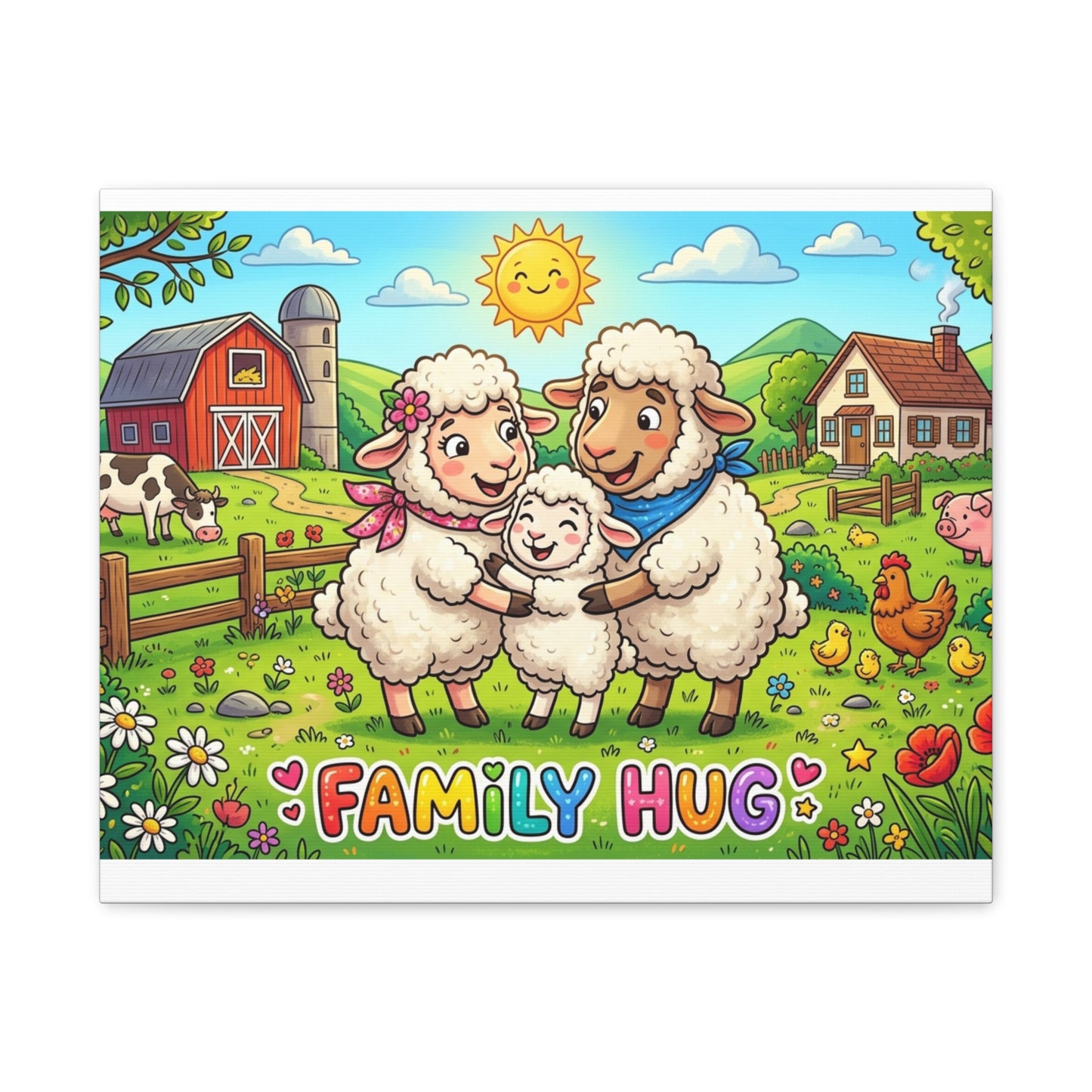 Family Hug Lamb Classic Canvas
