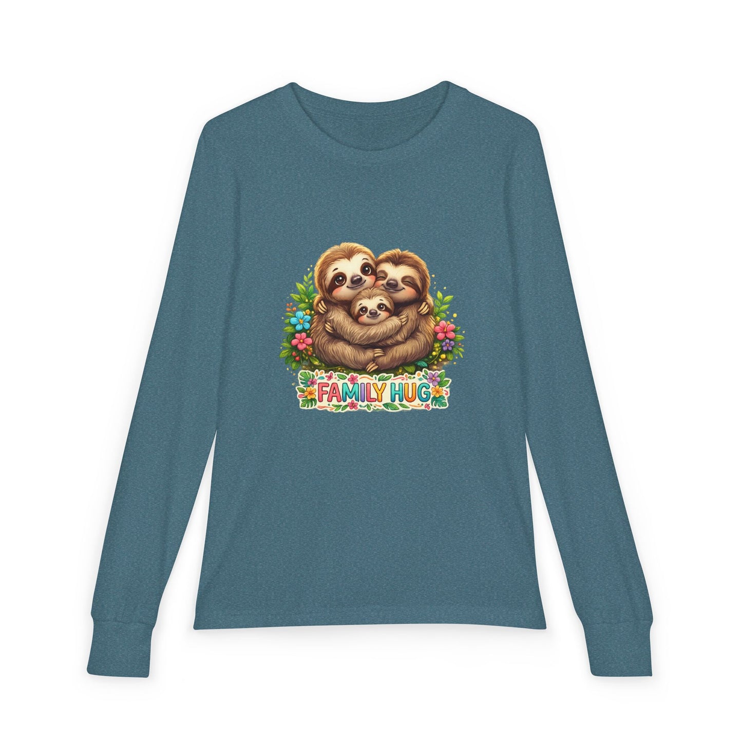 Family Hug Sloth Youth Jersey Long Sleeve Tee