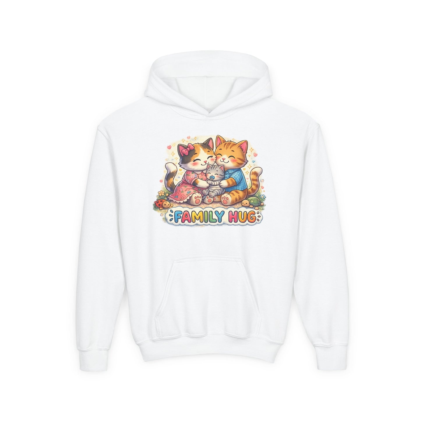 Family Hug Kitten Youth Heavy Blend Hooded Sweatshirt