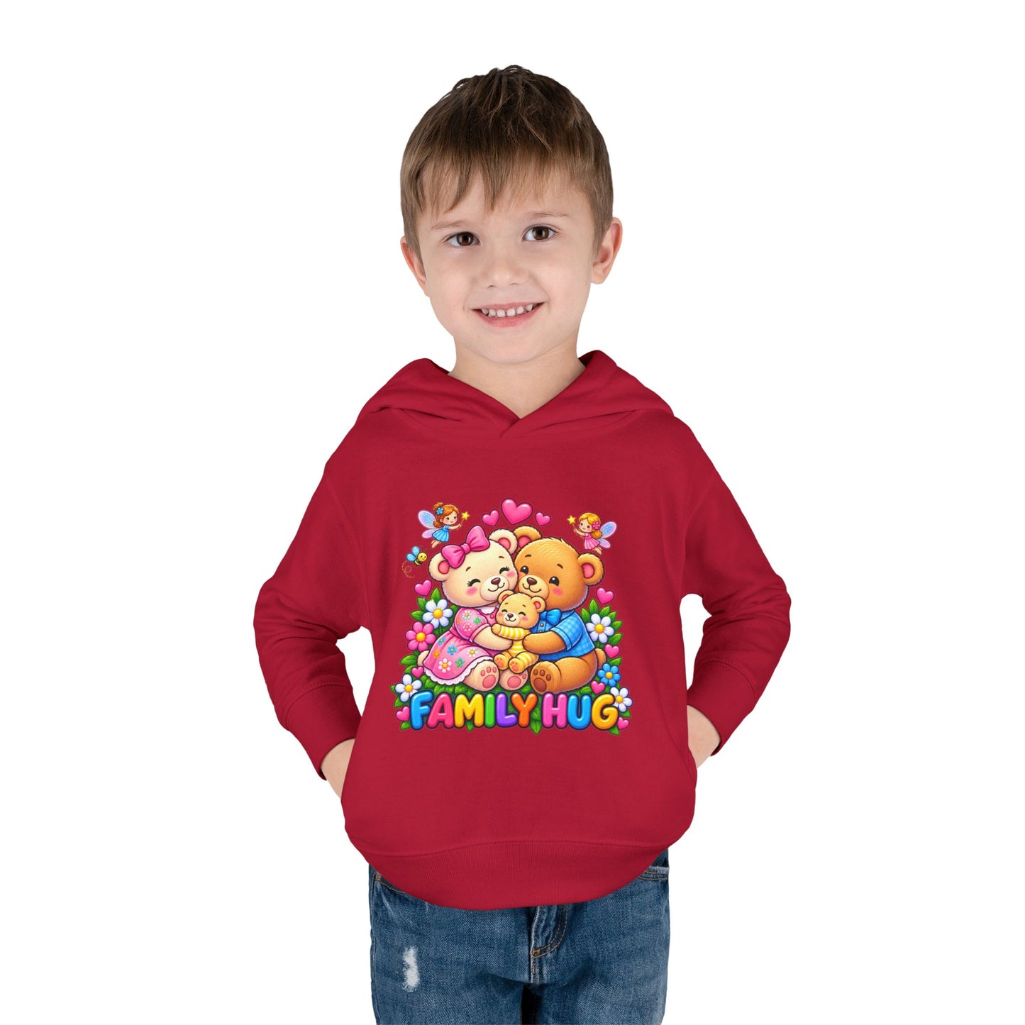 Family Hug Teddy Toddler Pullover Fleece Hoodie