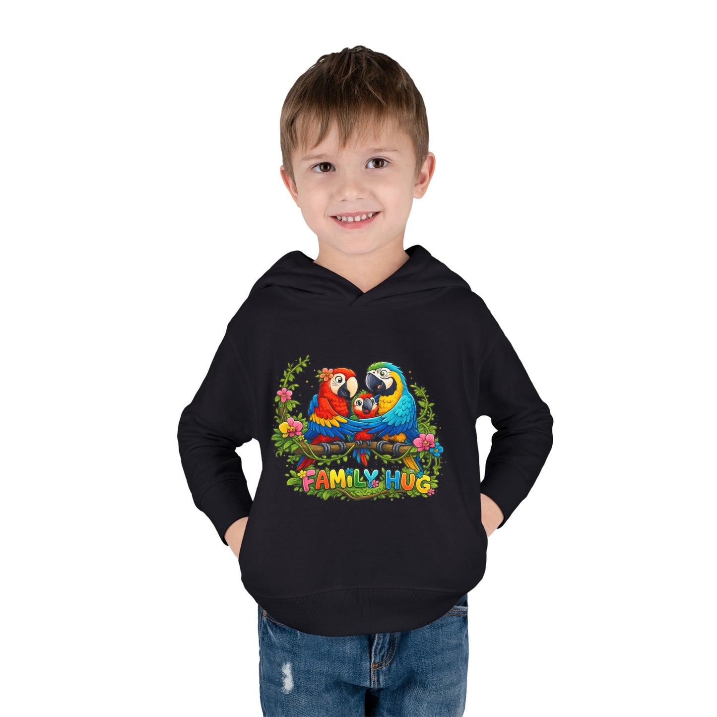 Family Hug Macaw Toddler Pullover Fleece Hoodie