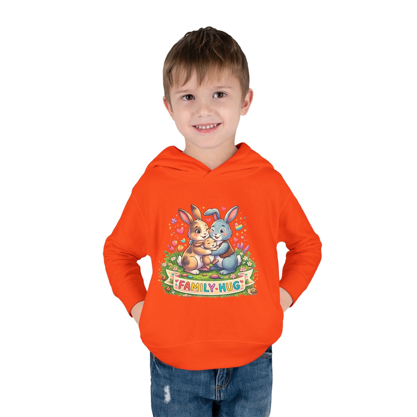 Family Hug Bunny Toddler Pullover Fleece Hoodie