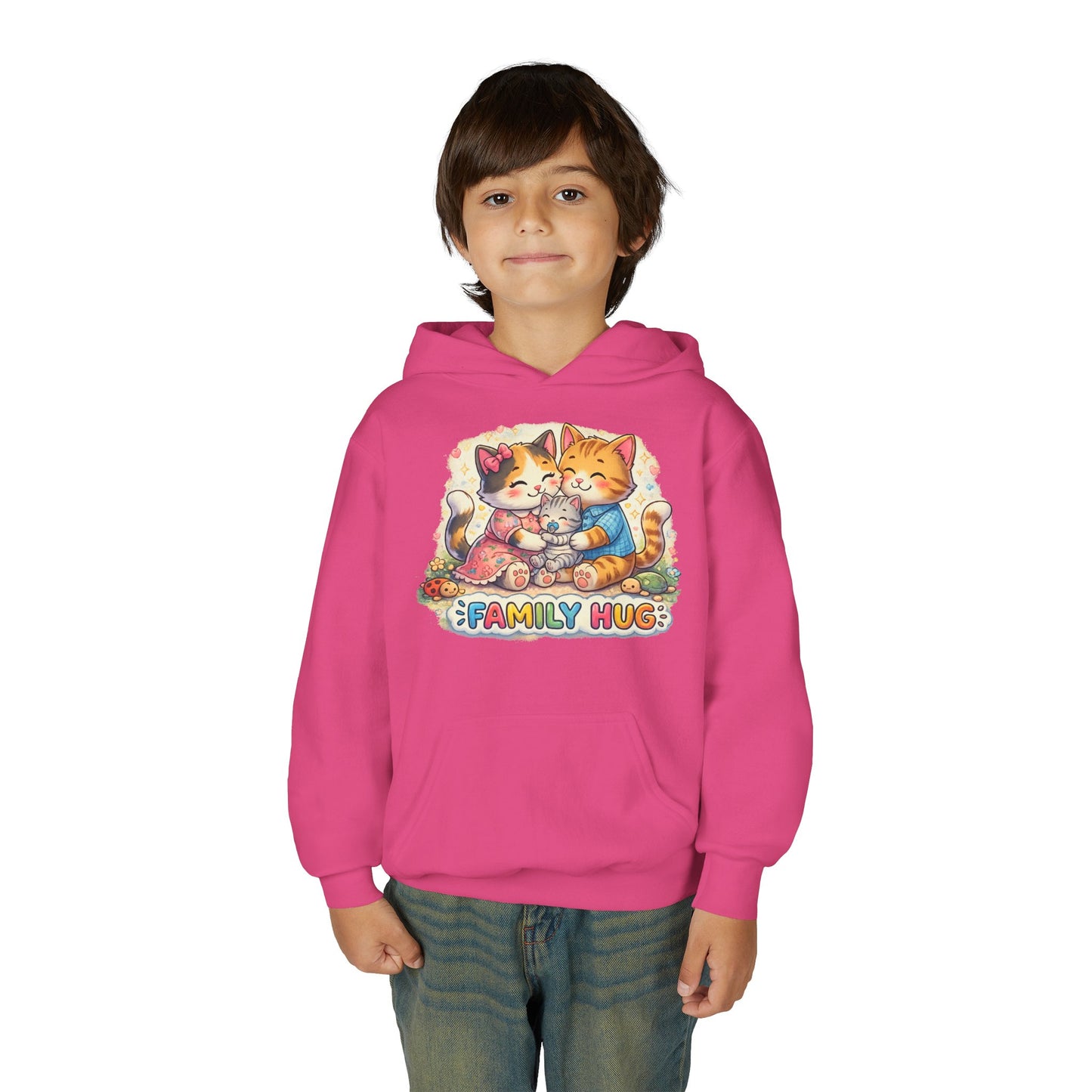 Family Hug Kitten Youth Heavy Blend Hooded Sweatshirt