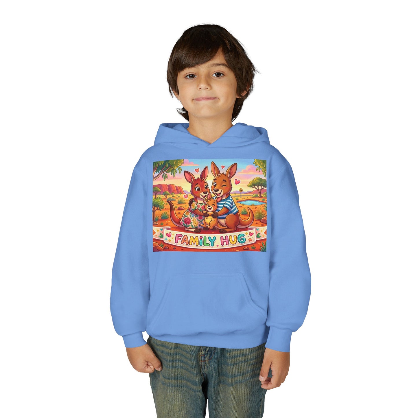 Family Hug Kangaroo Youth Heavy Blend Hooded Sweatshirt