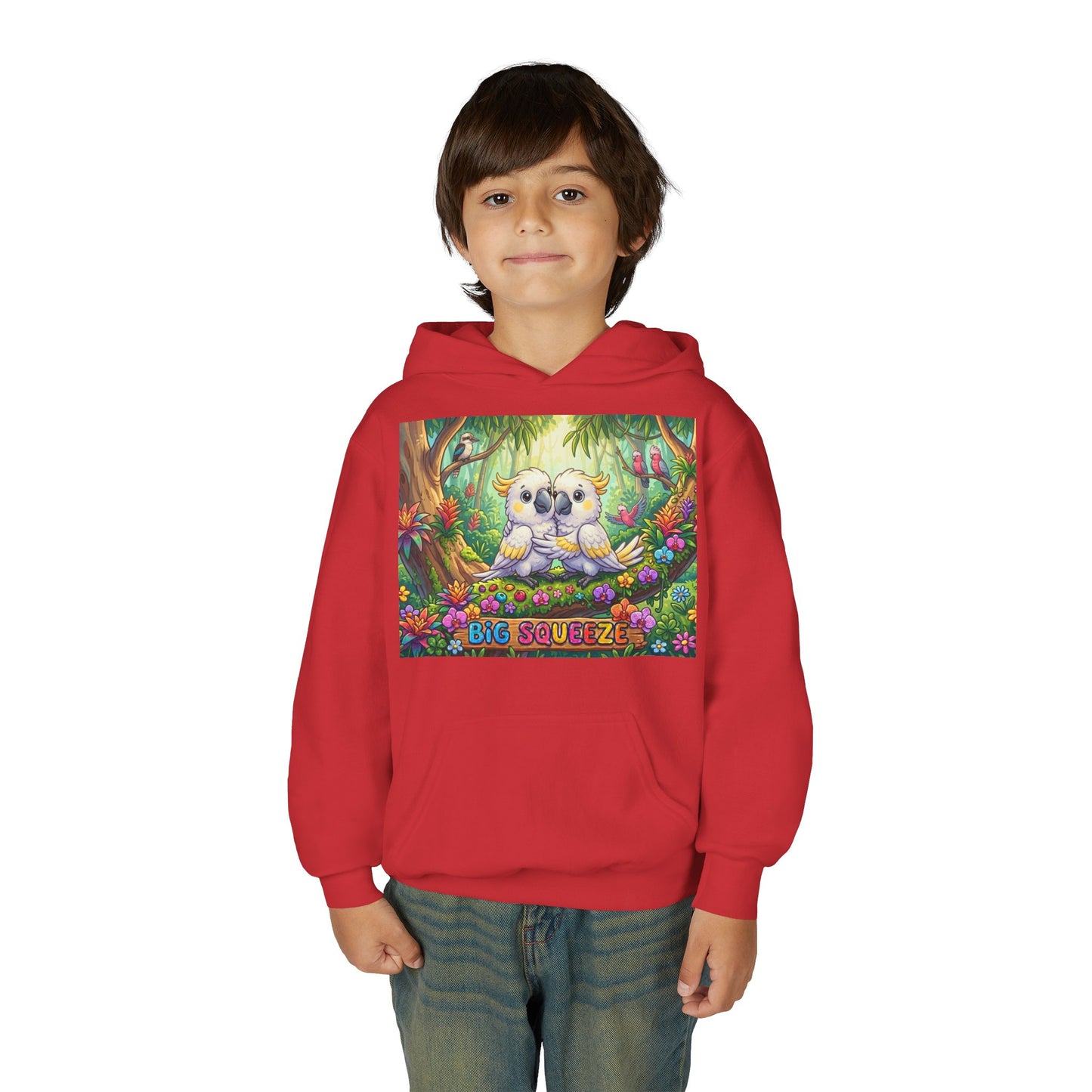 Big Squeeze Cockatoo Youth Heavy Blend Hooded Sweatshirt