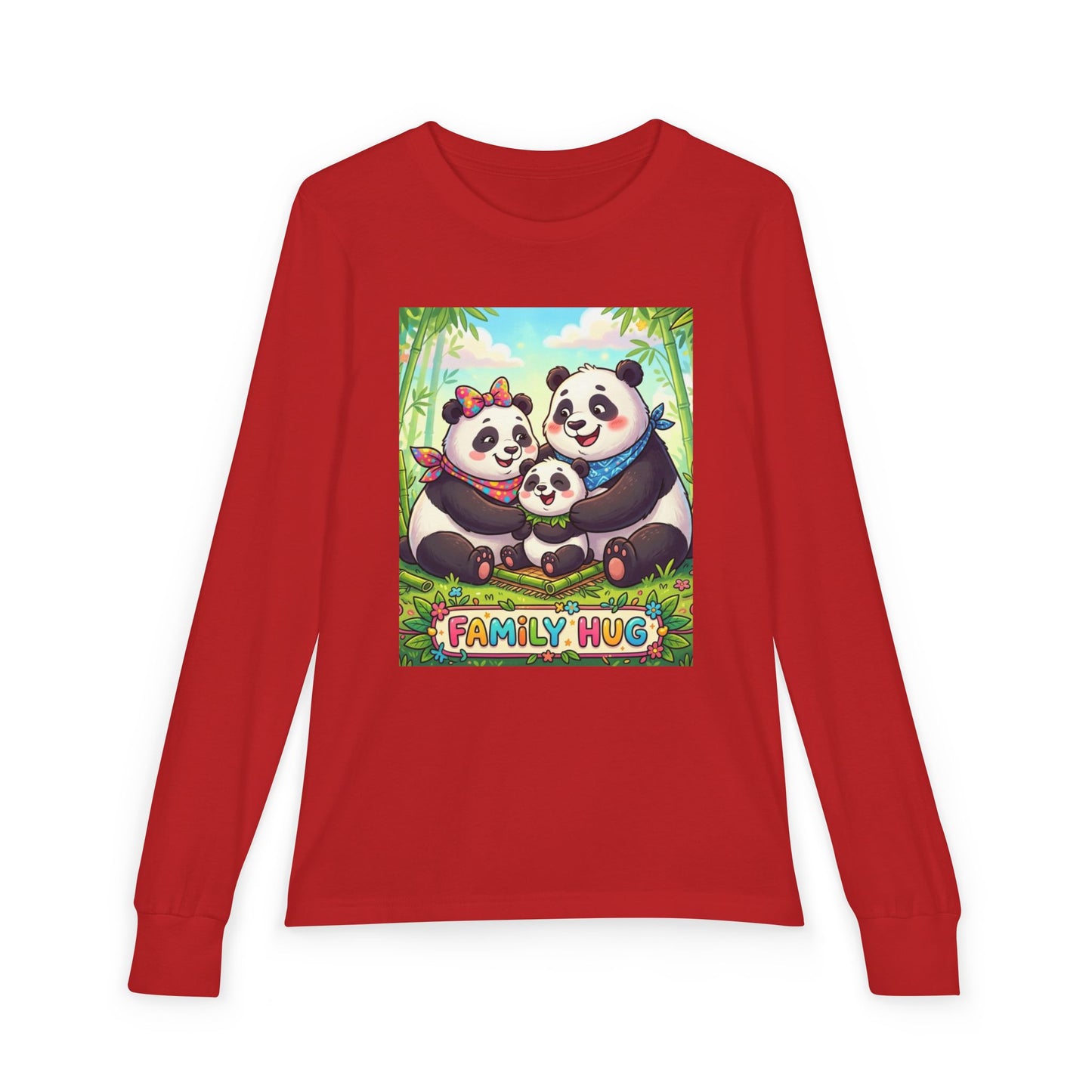 Family Hug Panda Youth Jersey Long Sleeve Tee