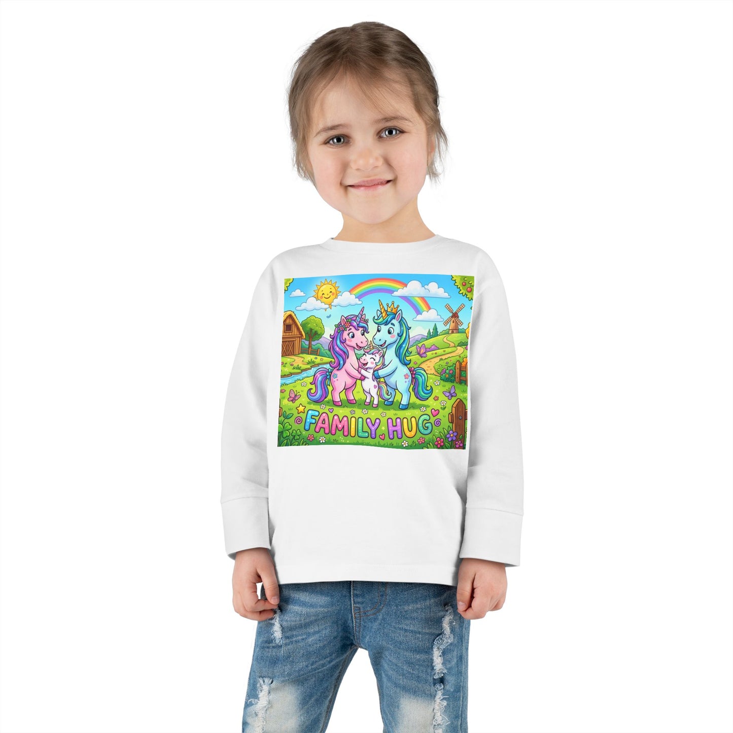 Family Hug Unicorn Toddler Long Sleeve Tee
