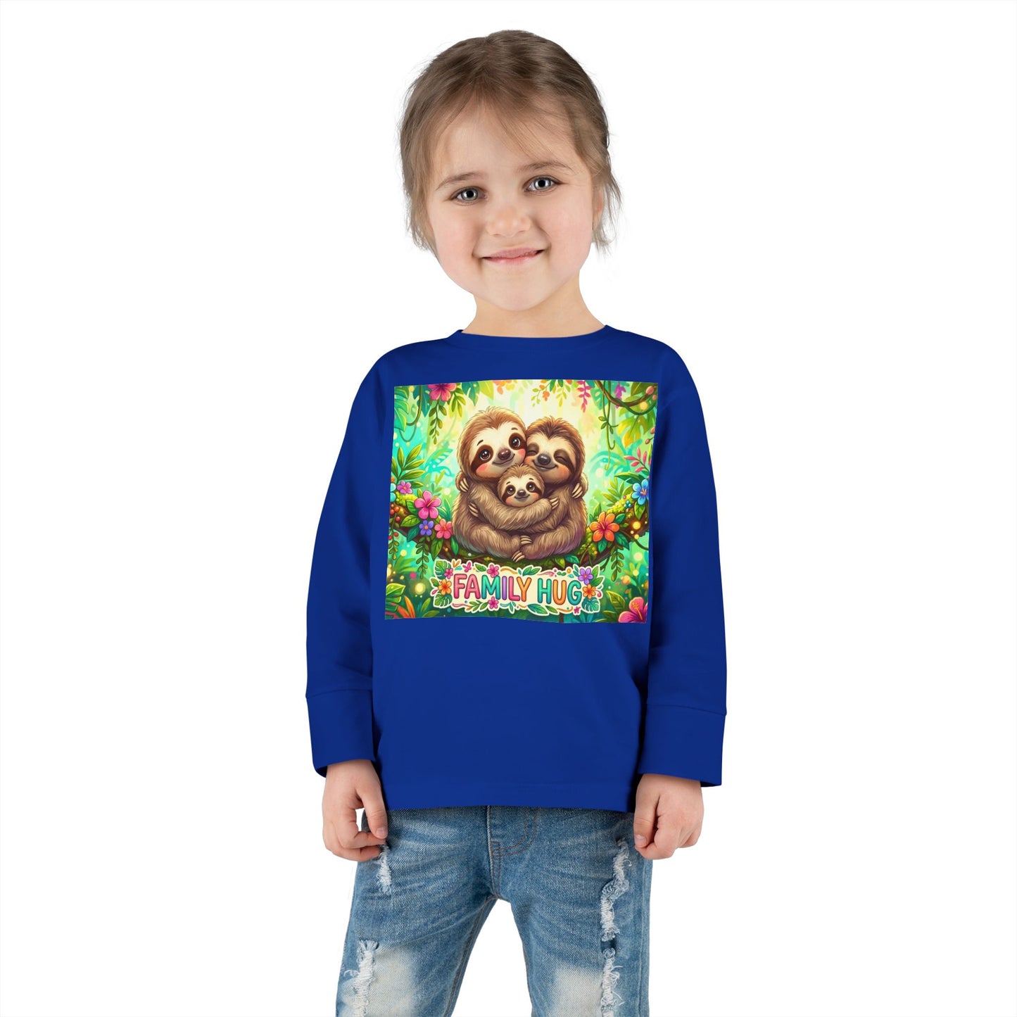 Family Hug Sloth Toddler Long Sleeve Tee