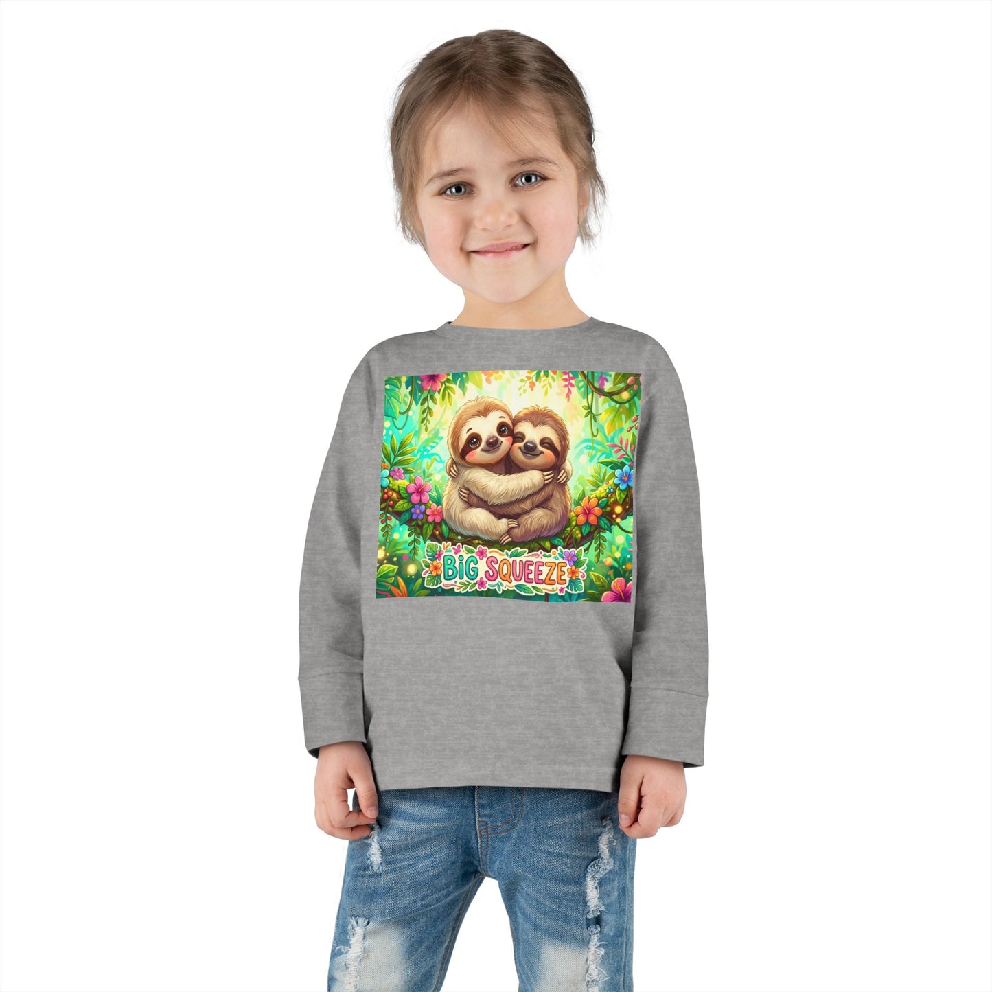 Big Squeeze Sloth Toddler Long Sleeve Tee