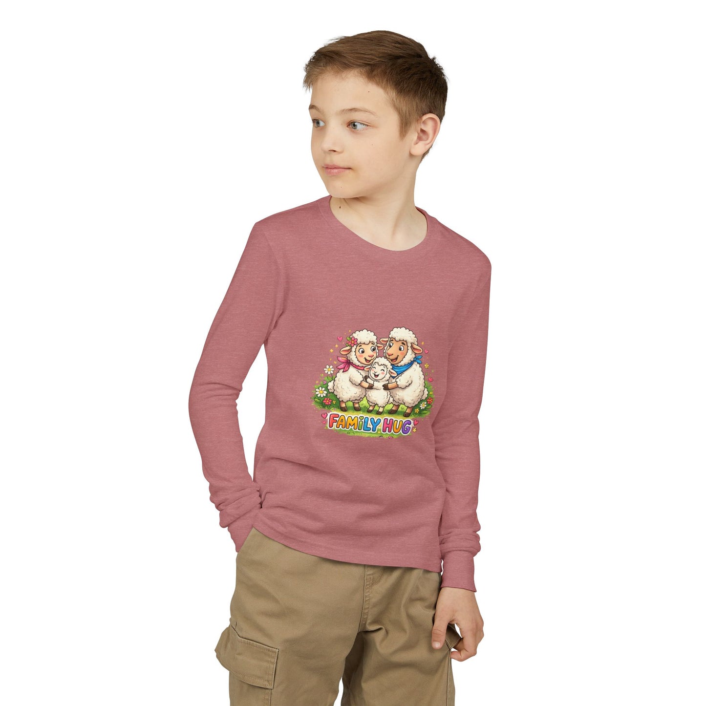 Family Hug Lamb Youth Jersey Long Sleeve Tee