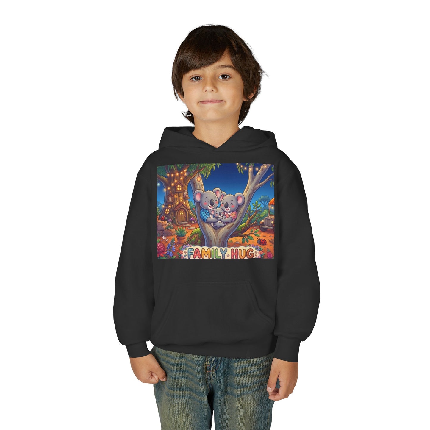 Family Hug Koala Youth Heavy Blend Hooded Sweatshirt