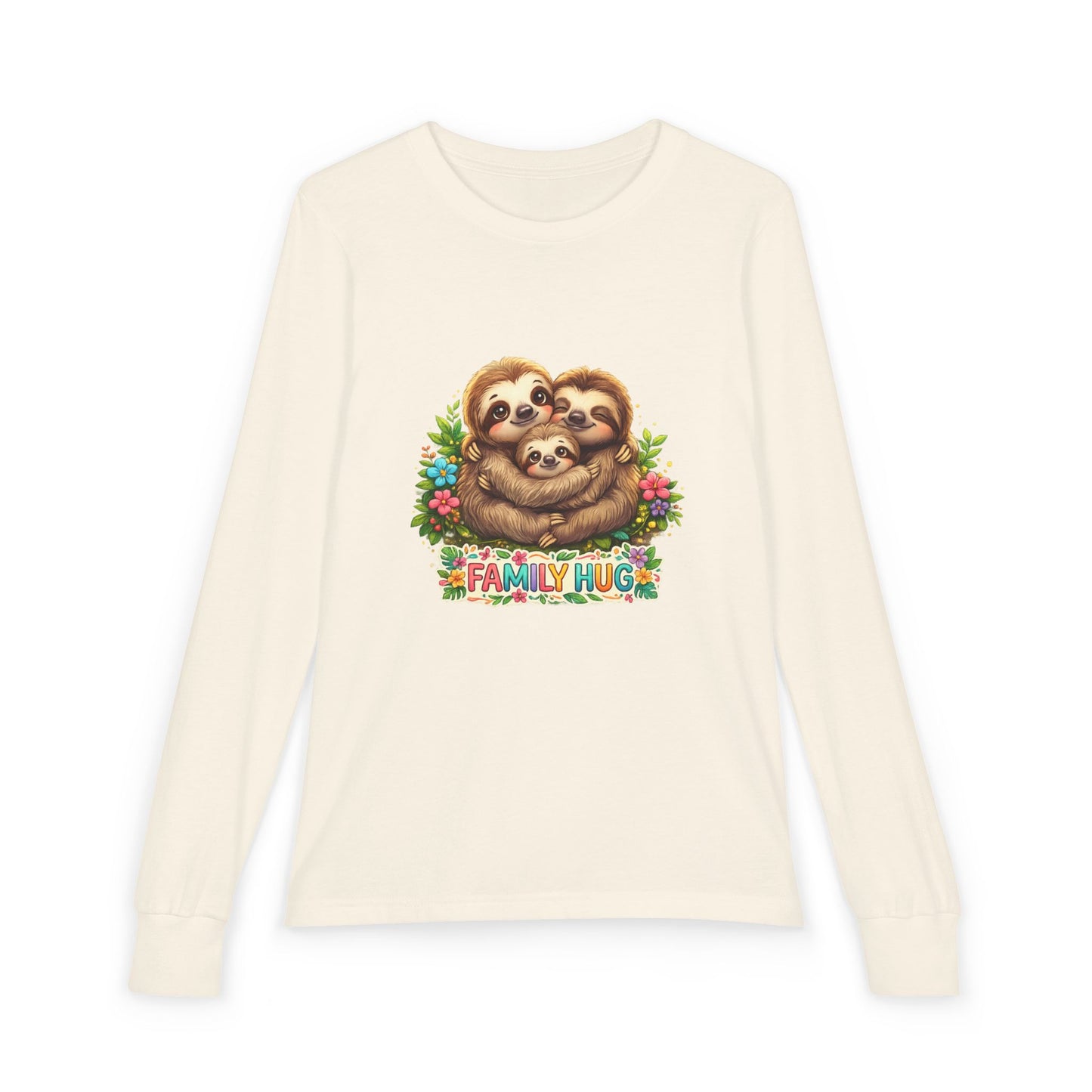 Family Hug Sloth Youth Jersey Long Sleeve Tee