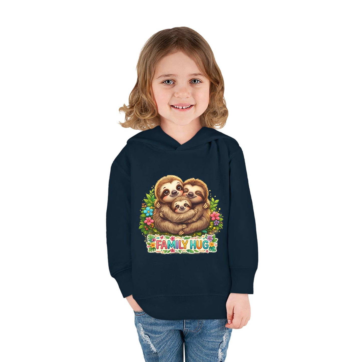 Family Hug Sloth Toddler Pullover Fleece Hoodie