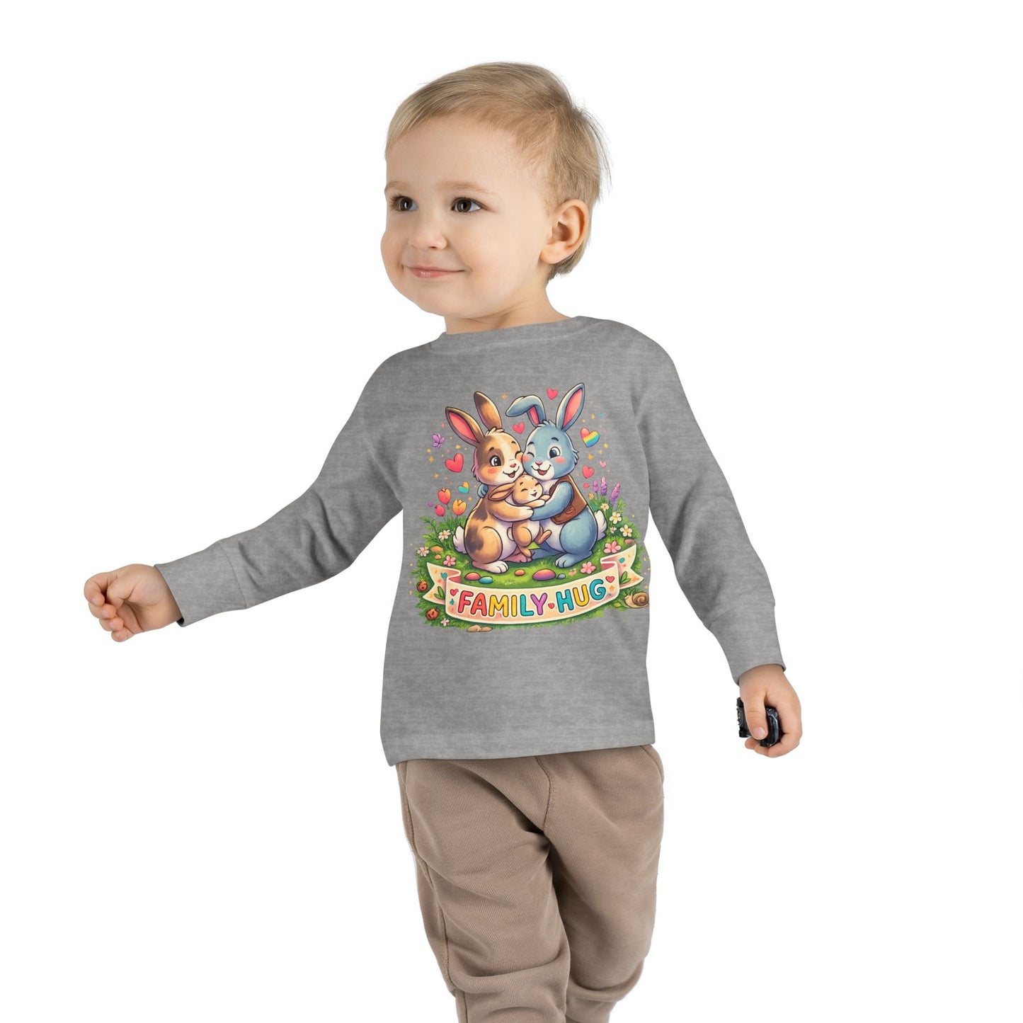 Family Hug Bunny Toddler Long Sleeve Tee