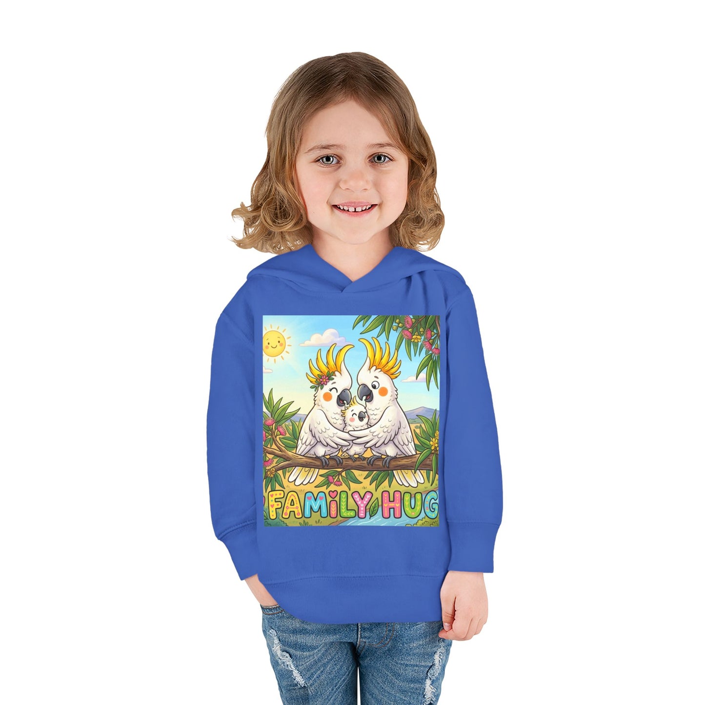 Family Hug Cockatoo Toddler Pullover Fleece Hoodie