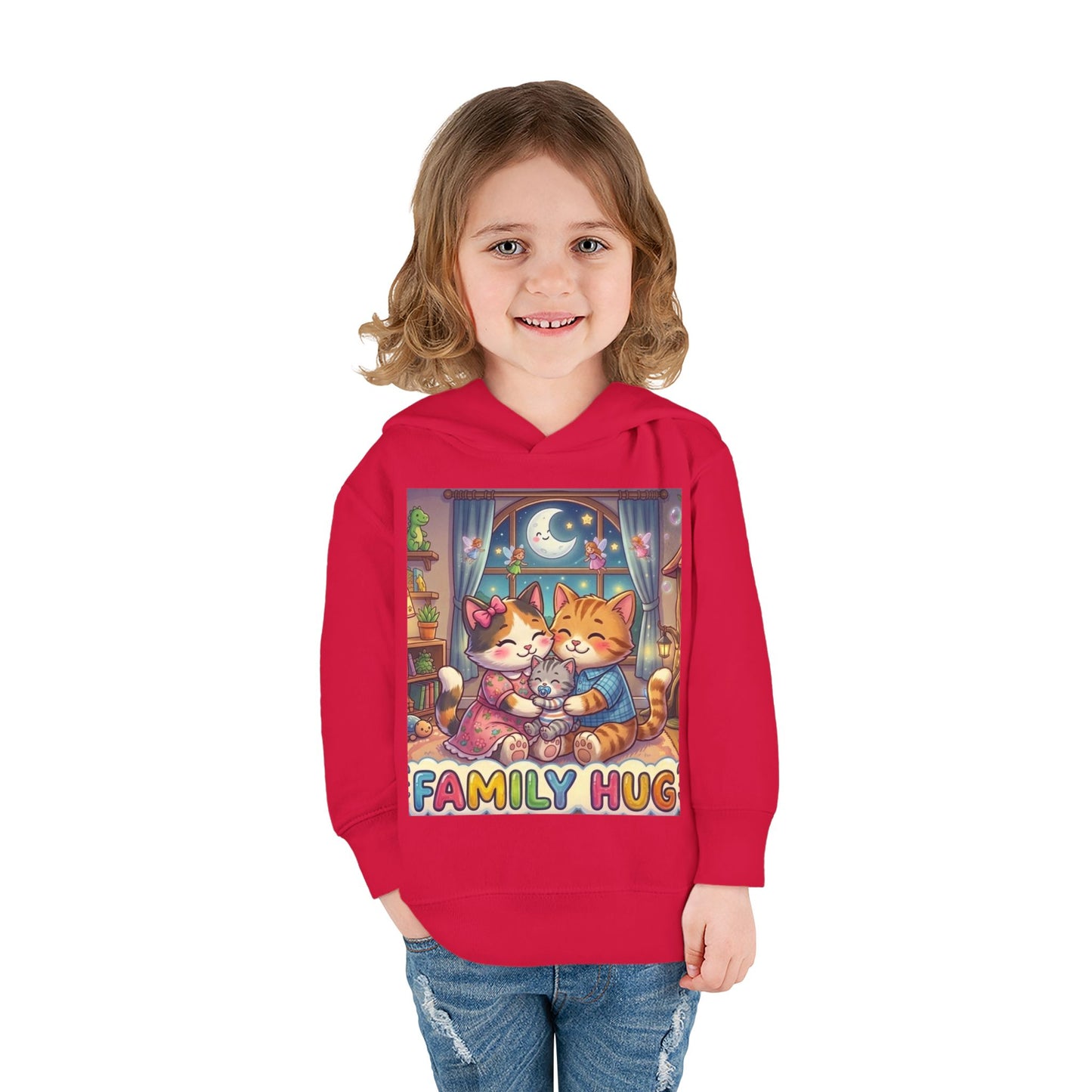 Family Hug Kitten Toddler Pullover Fleece Hoodie