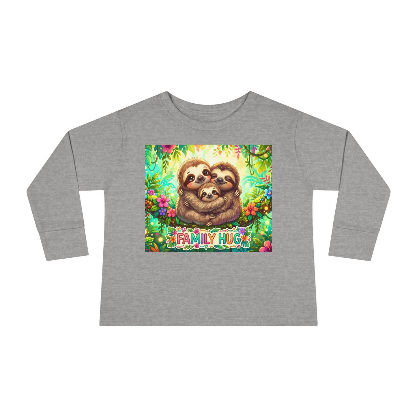 Family Hug Sloth Toddler Long Sleeve Tee