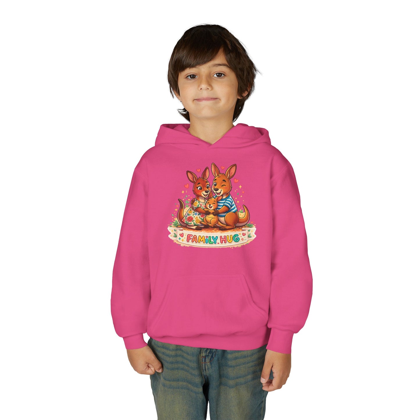 Family Hug Kangaroo Youth Heavy Blend Hooded Sweatshirt