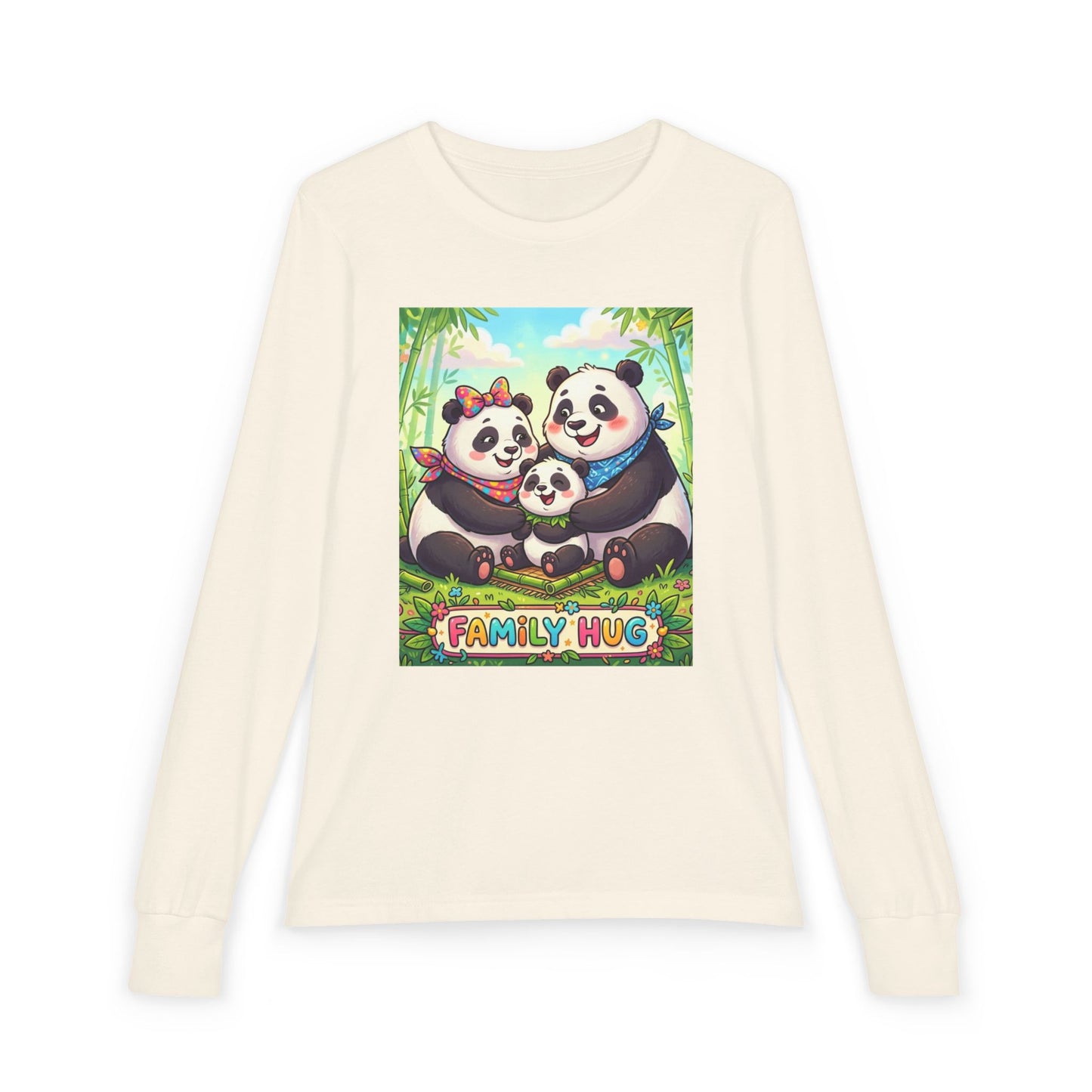 Family Hug Panda Youth Jersey Long Sleeve Tee