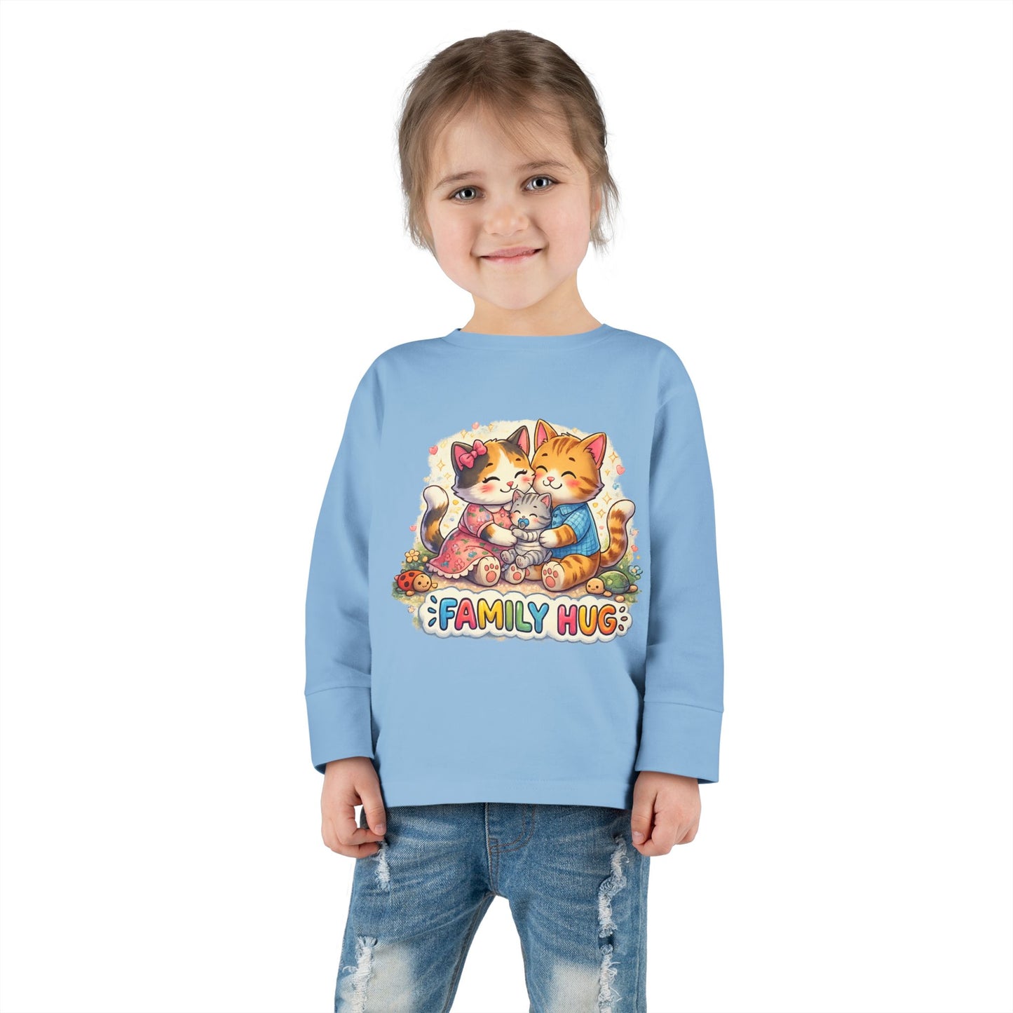 Family Hug Kitten Toddler Long Sleeve Tee