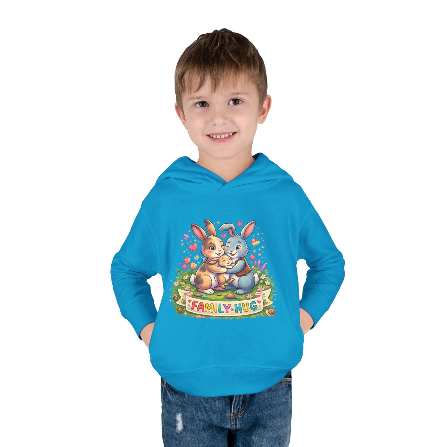 Family Hug Bunny Toddler Pullover Fleece Hoodie