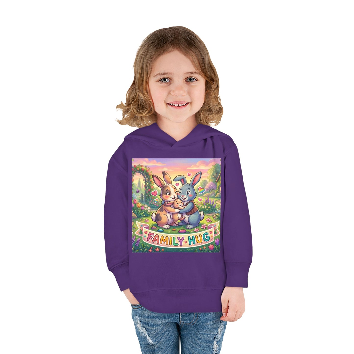 Family Hug Bunny Toddler Pullover Fleece Hoodie