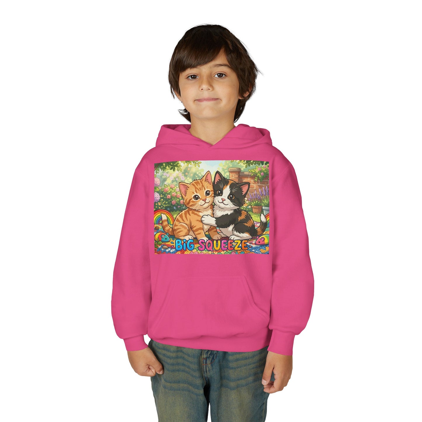 Big Squeeze Kitten Youth Heavy Blend Hooded Sweatshirt