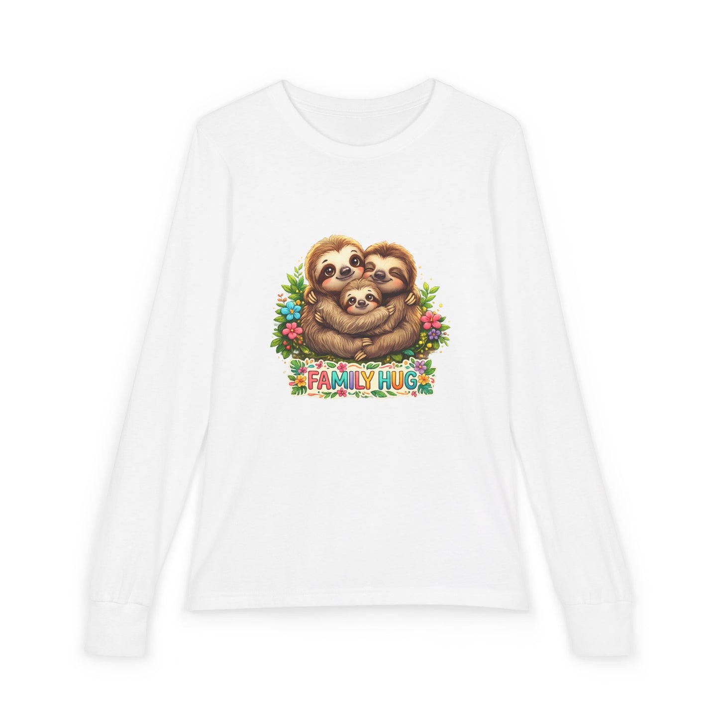 Family Hug Sloth Youth Jersey Long Sleeve Tee