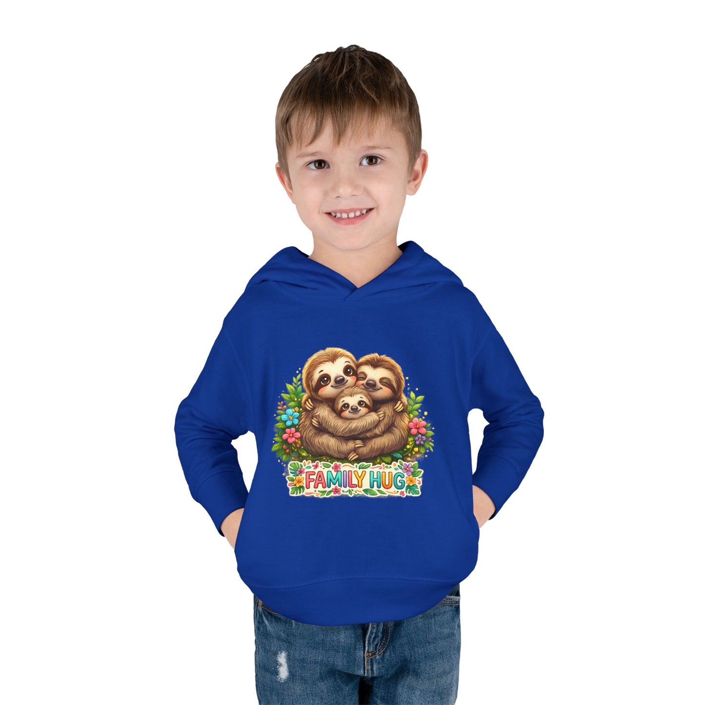 Family Hug Sloth Toddler Pullover Fleece Hoodie