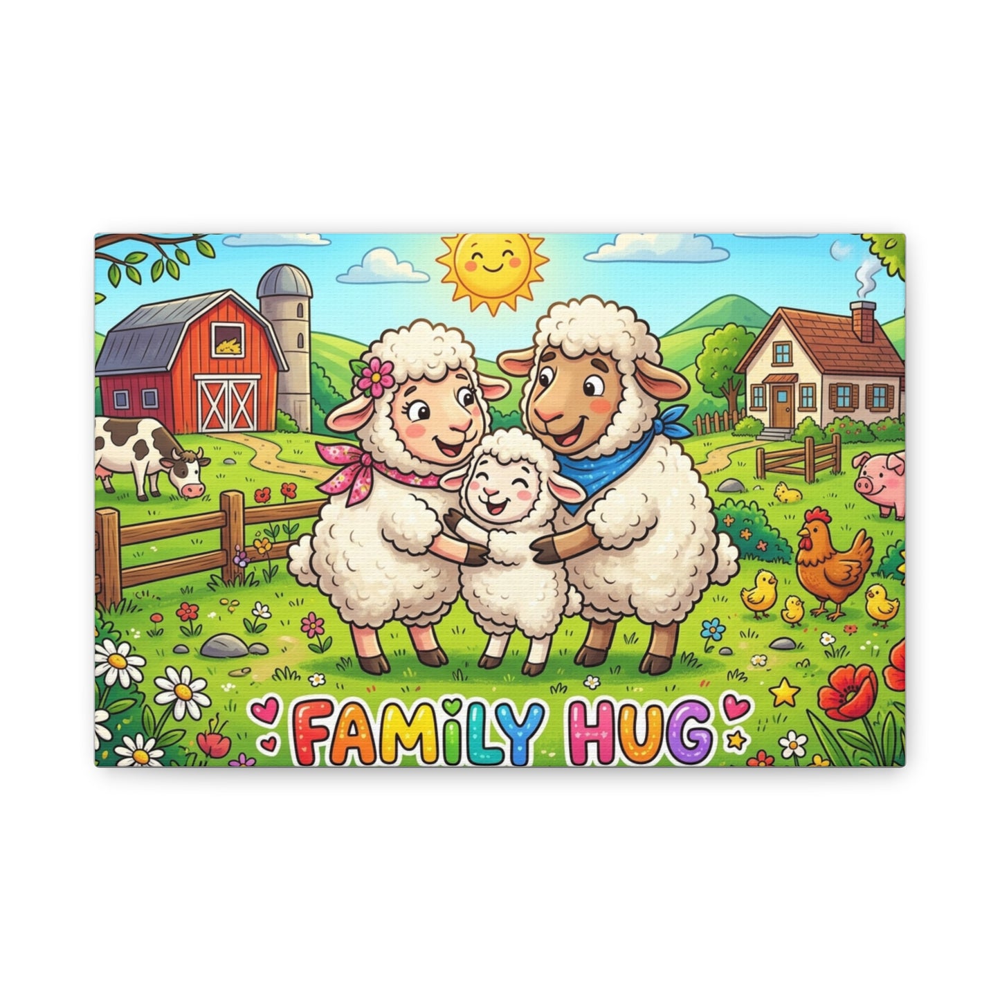 Family Hug Lamb Classic Canvas