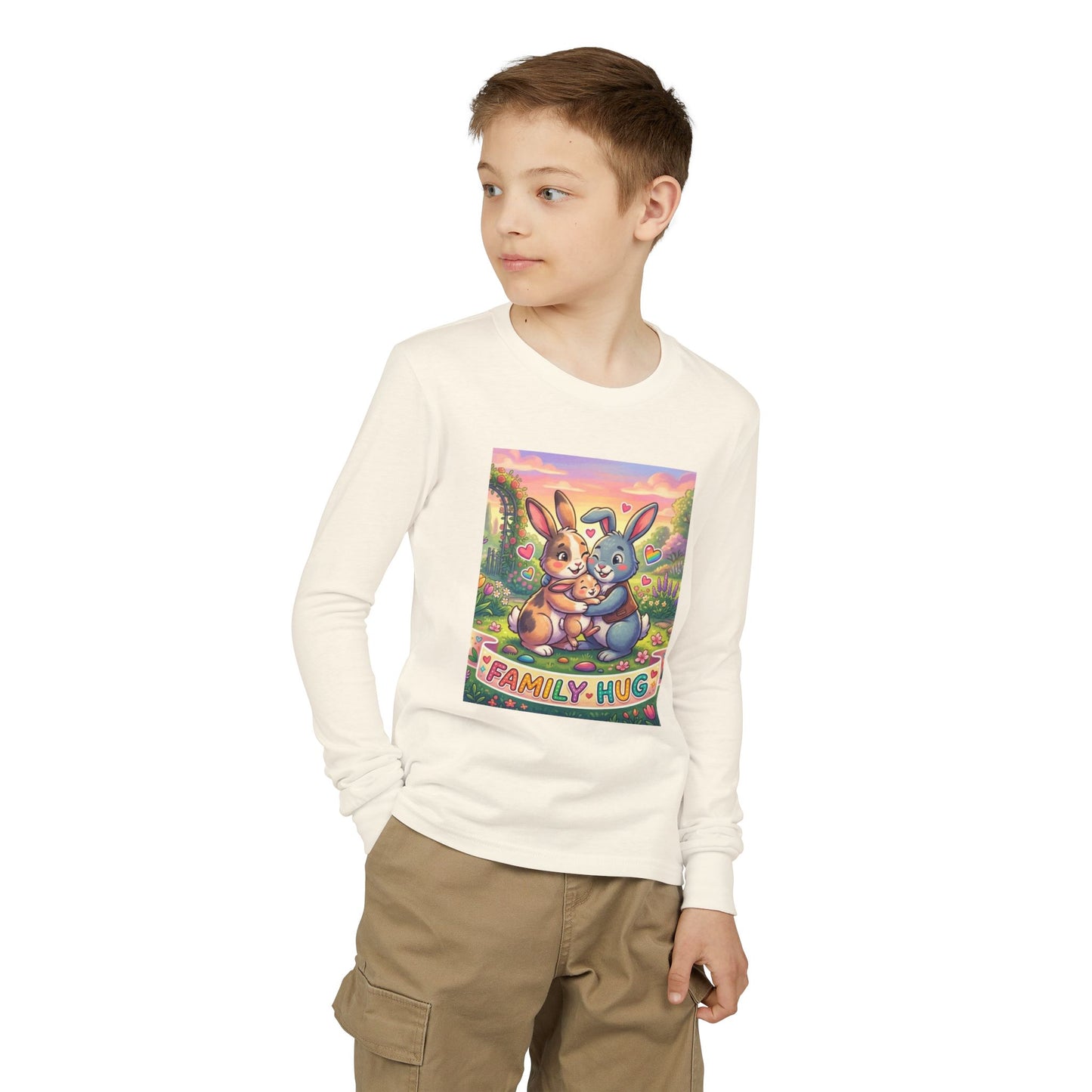 Family Hug Bunny Youth Jersey Long Sleeve Tee