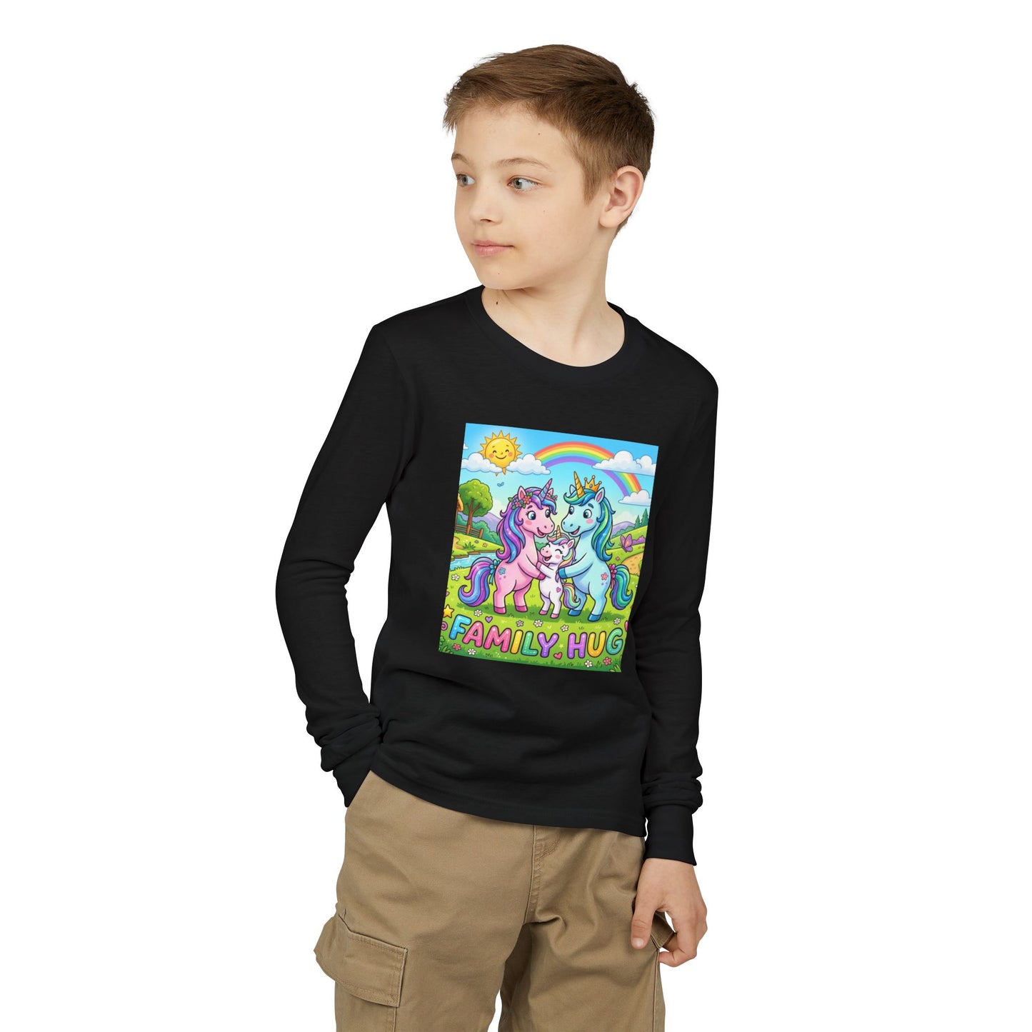 Family Hug Unicorn Youth Jersey Long Sleeve Tee