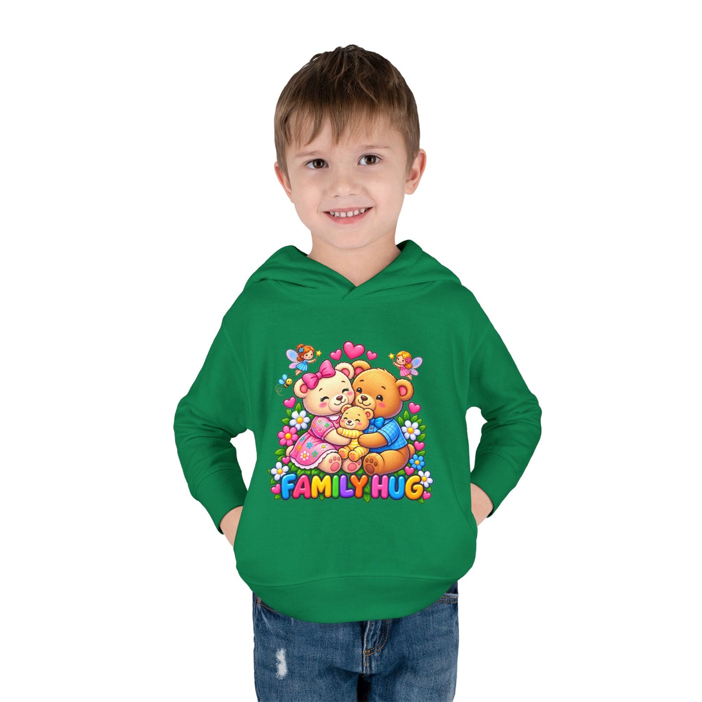 Family Hug Teddy Toddler Pullover Fleece Hoodie