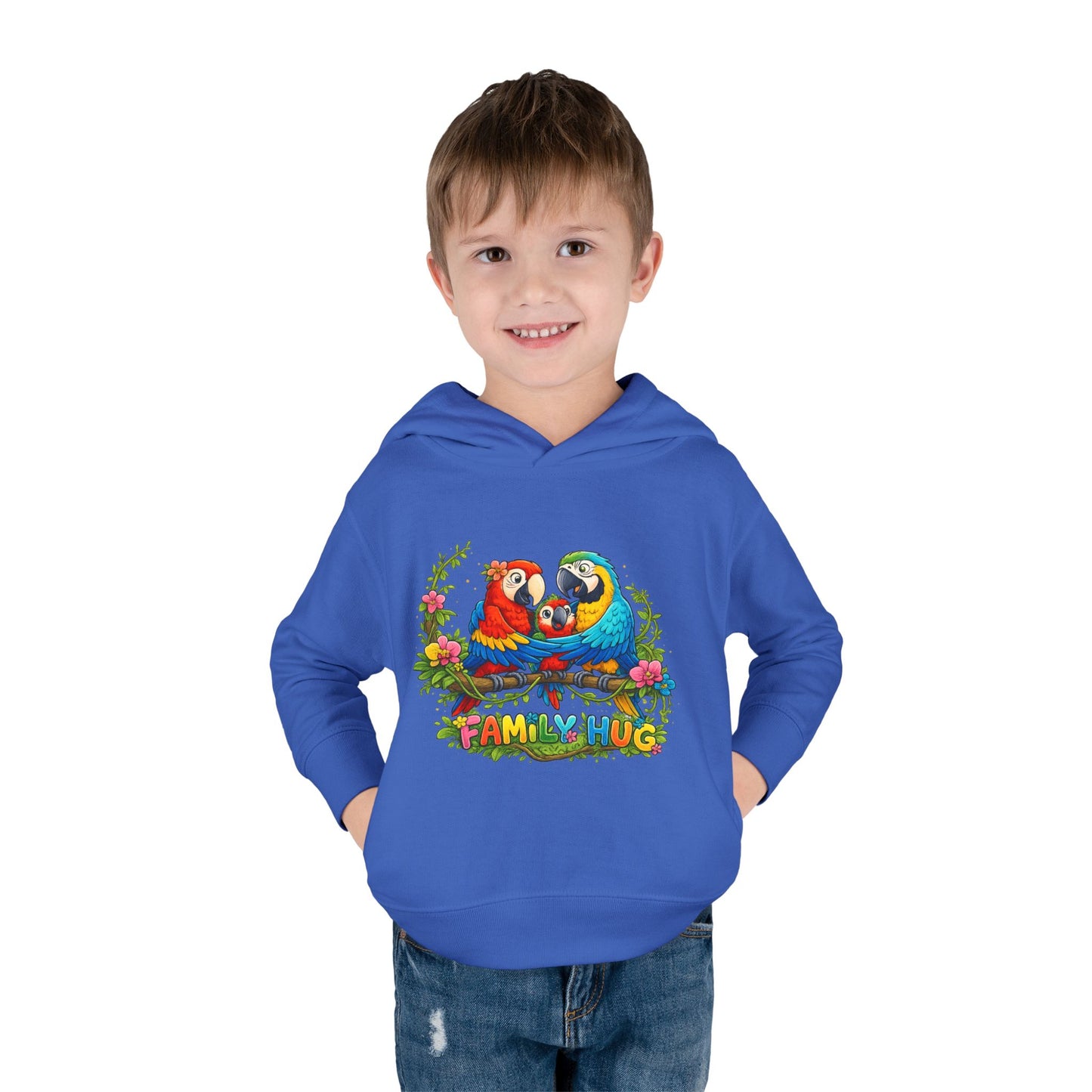 Family Hug Macaw Toddler Pullover Fleece Hoodie