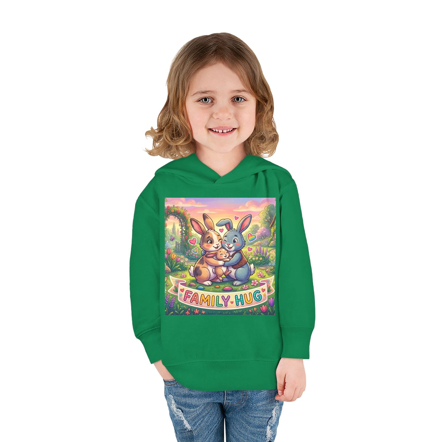 Family Hug Bunny Toddler Pullover Fleece Hoodie